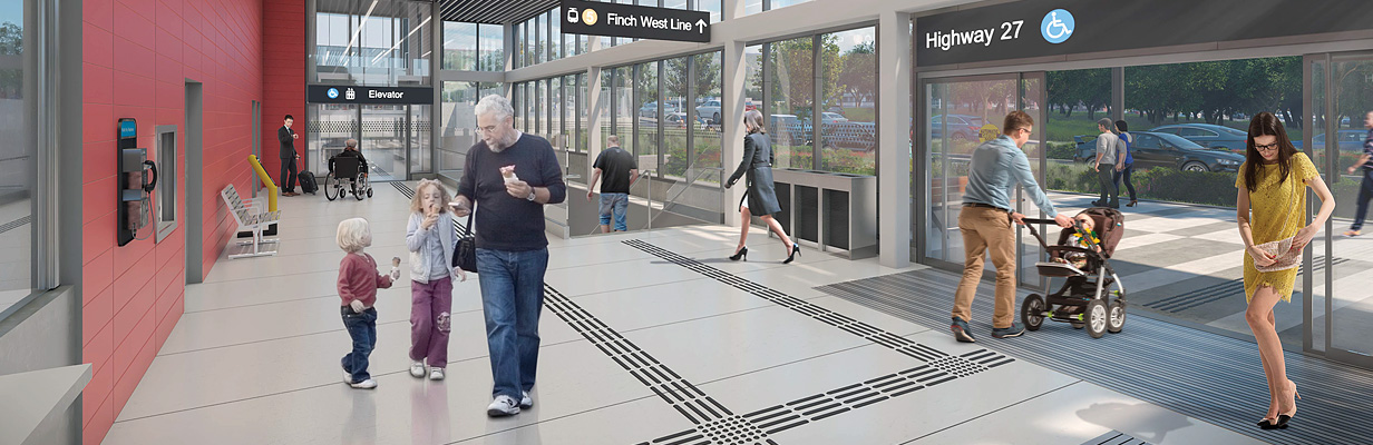 Illustration of Finch West LRT station interior