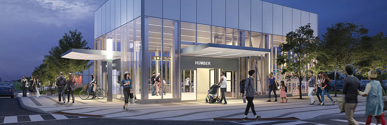 Illustration of the Humber College Stop north entrance