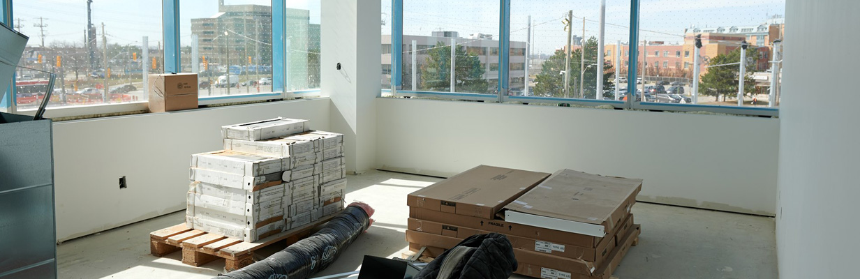 Photo of interior of MSF building office finishing supplies